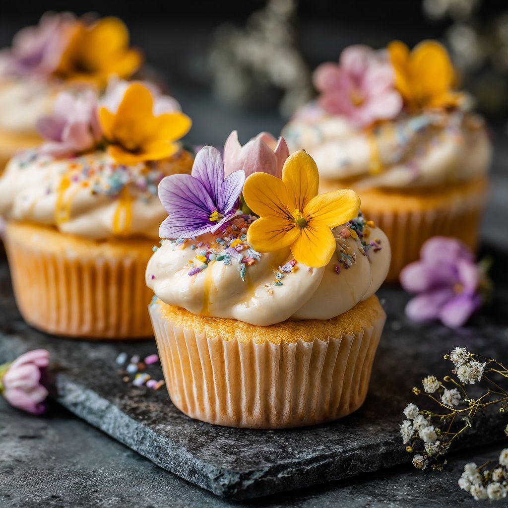 Frosted Magnolia Blossom Cupcakes
