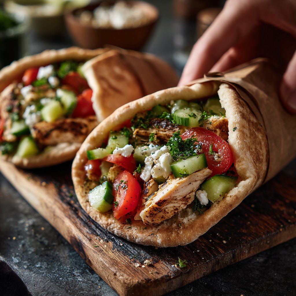 Mediterranean Chicken Pita Wraps