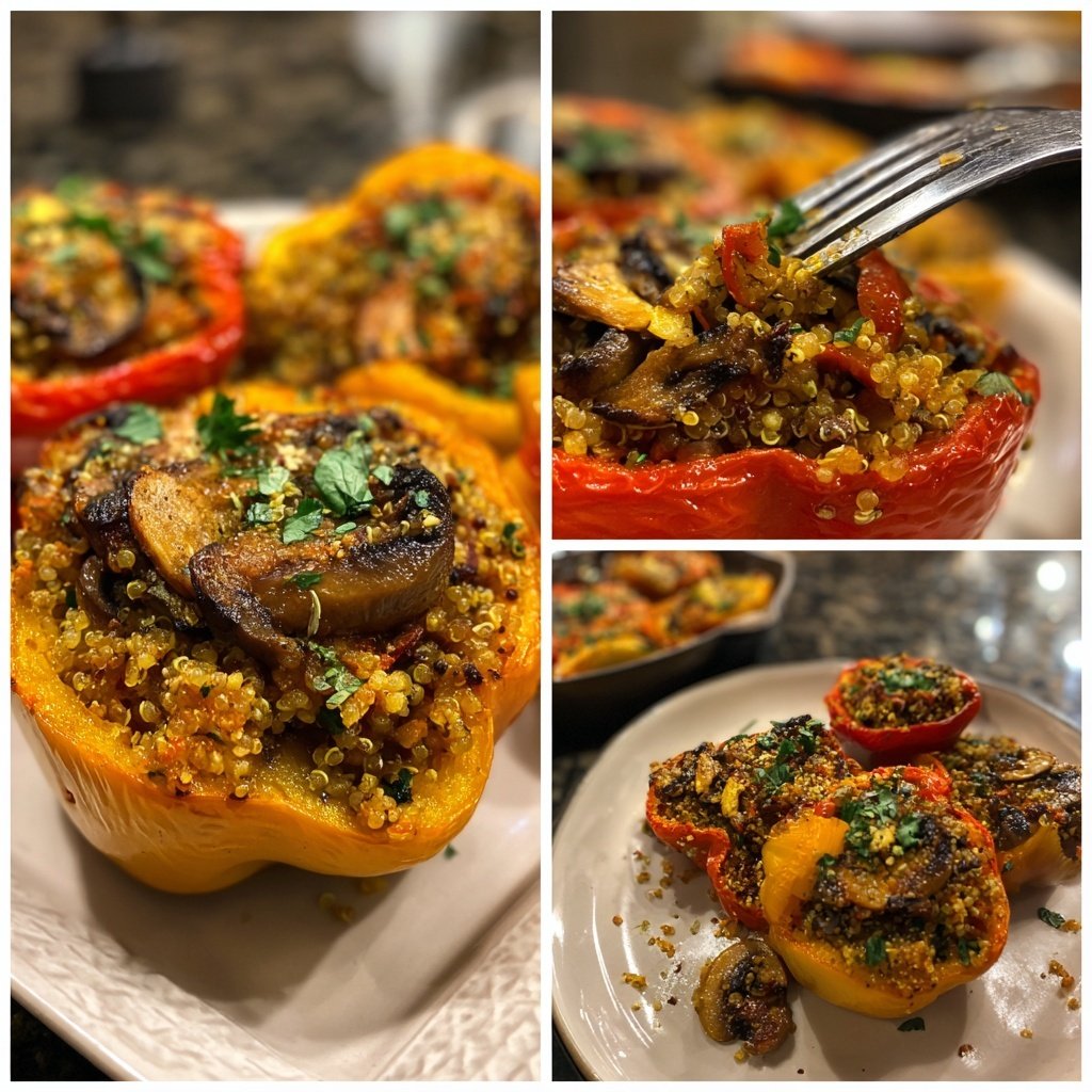 Mushroom Quinoa Stuffed Peppers